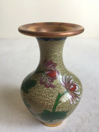 Vintage Chinese Cloisonné Enamel Chrysanthemums Flower Vase