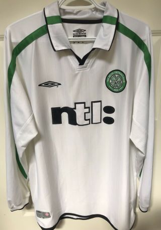 Vintage Umbro 2001/02 Celtic Fc Jersey Shirt L/s Long Sleeve Soccer Football
