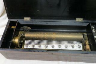 1800s Swiss Cylinder Music Box 22 " Long 12 Songs All Well Missing The Lock