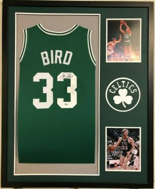 Framed Boston Celtics Larry Bird Autographed Signed Jersey Beckett