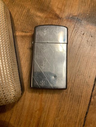 Slim Zippo Lighter - With The Box Box Has No 1500 Sterling Plain