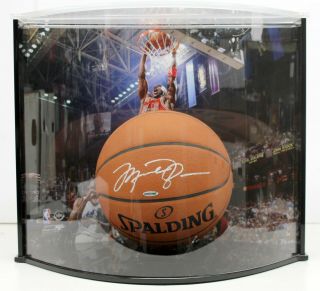 Michael Jordan Signed Autographed Basketball With Curve Display Case Uda Am25088