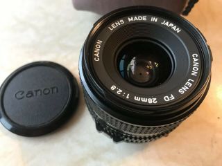 Vintage Canon Fd 28mm 1:2.  8 Camera Lens W/filter,  Caps