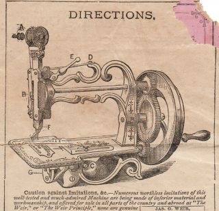 Antique Weir/raymond 1870s Sewing Machine Instruction Booklet