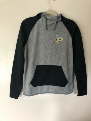 Nike Therma Fit Ncaa Purdue Boilermakers Black Gray Hoodie Sweatshirt - Sz Small