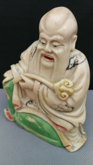 18th / 19th antique Chinese deep carved Soapstone figure of shoulao - - - very rare 3