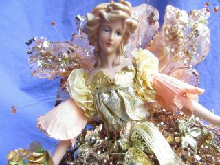 Sparkly Gold Fairy Angel Tree Topper Large Vintage 2