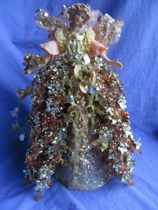 Sparkly Gold Fairy Angel Tree Topper Large Vintage 3