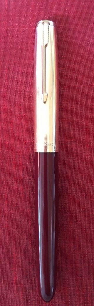 Parker 51 Fountain Pen 1/10 12k Gold Filled Cap Burgundy Vintage