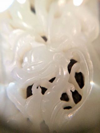 Yuan Dynasty C13th Antique Chinese Pierced Carved White Jade Dragon Plaque Ming