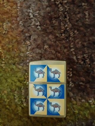 Camel Zippo Lighter Blue And Gold Squares