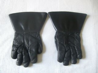 Vintage Mens Black Leather Motorcycle Gauntlet Gloves Size Medium