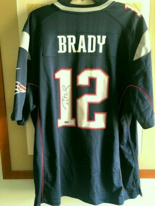 Tom Brady Signed Blue Authentic England Patriots Jersey From Tristar