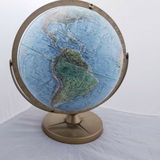 Vintage 12 " Dia.  Replogle Land & Sea Globe Raised Terrain Usa