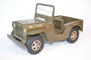 Vintage Tonka Toy Army Green Military Jeep 1960 