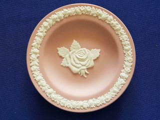 Vintage Wedgwood Pink White Jasper Ware Plate Rose Flowers 11 Cm