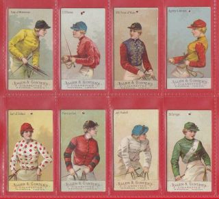 1888 Allen & Ginter - N22 Racing Colors Of The World - 8 Cards Vg
