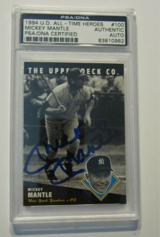 Mickey Mantle Signed / Autographed 1994 Upper Deck 100 Psa/dna Certified Auto