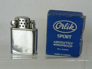 Vintage Orlik Sport Windproof Lighter No 77 London & Box