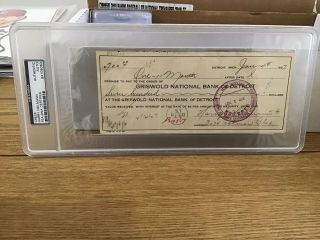 Hof Harry Heilmann Signed Check Cut Auto Autograph Psa/dna Encased 1/14/1927