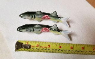 VINTAGE OLD PAL FISH SALT & PEPPER SHAKERS CERAMIC LURES COLLECTIBLES 2