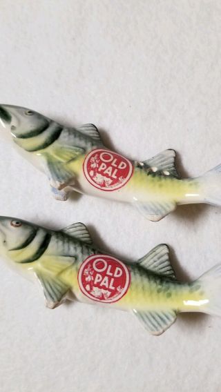 VINTAGE OLD PAL FISH SALT & PEPPER SHAKERS CERAMIC LURES COLLECTIBLES 3