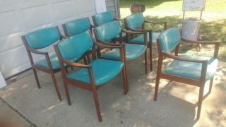 7 Matching Wh Gunlocke Walnut Mid Century Modern Office Chairs
