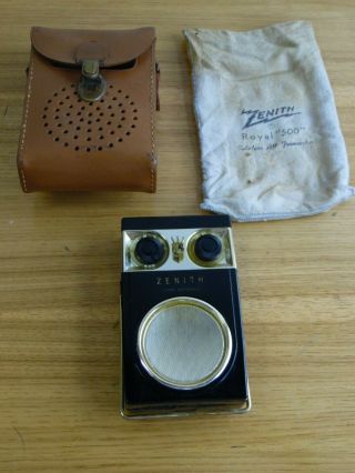 Zenith Black Royal 500 Long Distance Transistor Radio Non - Vintage 1950s