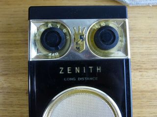 ZENITH Black Royal 500 Long Distance TRANSISTOR RADIO Non - Vintage 1950s 3