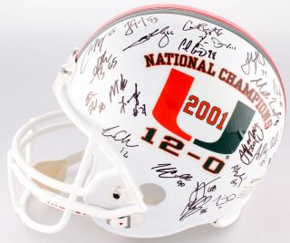 2001 Miami Hurricanes " National Champions " Signed Helmet 47/50