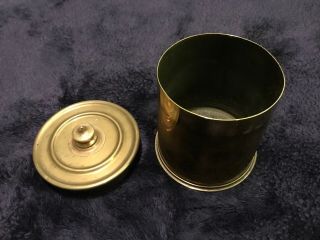 Heavy Solid Brass Tea Caddy / Shell / Container / Military / Trench Art Vintage
