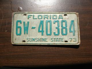 1973 73 Florida Fl License Plate Tag 6w - 40384 Palm Beach County