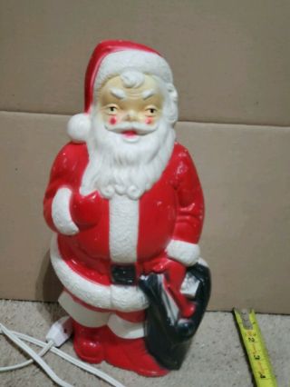 Vintage 1968 Empire Plastic Santa Blow Mold With Light 12 " Tall