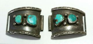 Vintage Sterling Silver Navajo Turquoise Watch Band Tips