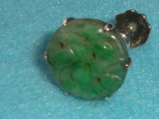 ANTIQUE EDWARDIAN CHINESE CARVED JADE BUTTONS STERLING SILVER EARRINGS 3