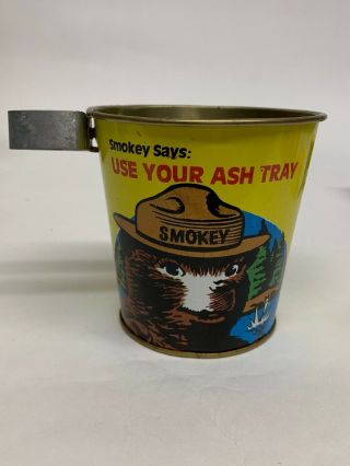 Vintage Smokey The Bear Metal Tin Ash Tray