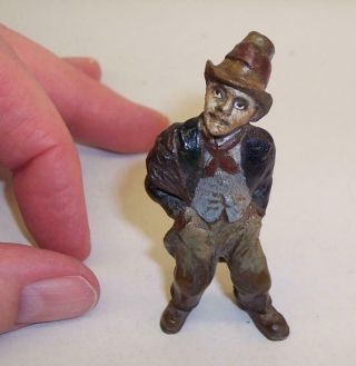 Vintage Cold Painted Bronze Miniature Wandering Man Vagabond/itinerant/tramp