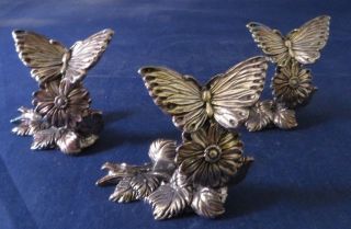 Set Of 3 Reed And Barton Butterfly Silverplate Place Card Holders
