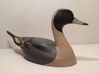 Vintage Pintail Duck Decoy Paint Glass Eyes 18” Signed Hooker Wood Du