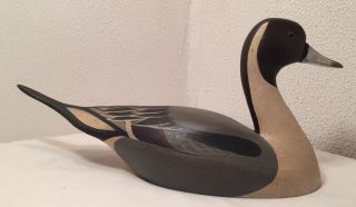 Vintage Pintail Duck Decoy Paint Glass Eyes 18” Signed Hooker Wood DU 2
