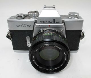 Vintage Minolta Srt 101 W/ Rokkor 50mm F1.  7 Lens.  Very.