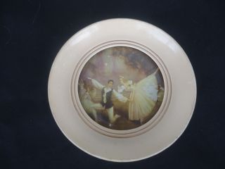 Vintage Dome Convex Glass Plastic Round Picture Frame Ballet Ballerina