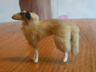 Tiny Vintage Fur Borzoi Russian Wolfhound Dog for Antique Doll 2