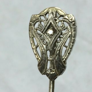 Vintage 14k White Gold Stick Pin Stone 2