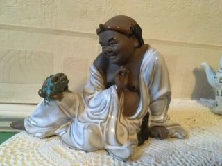 Vintage Chinese Mud Man Figure Buddha & Toad