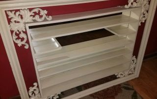 Stunning Vintage Antique White Huge Shadow Box Wall Display Ornate Mirrored