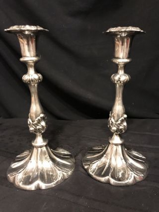 Vintage Ornate 10 " Silver Plated Candlesticks Floral Design