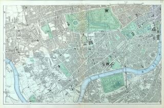 London,  1883 - Chelsea,  Kensington,  Fulham,  Antique Map / Street Plan,  Bacon.