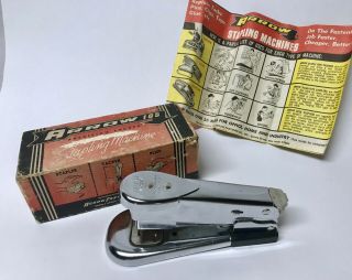Vintage 1940’s Arrow Model 105 Stapler Stapling Machine W/ Paper
