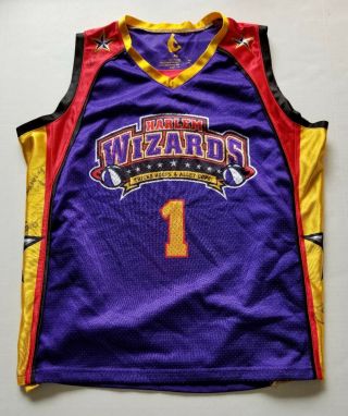 Harlem Wizards Basketball Jersey Mens Sz Small Purple 1 Autographed
